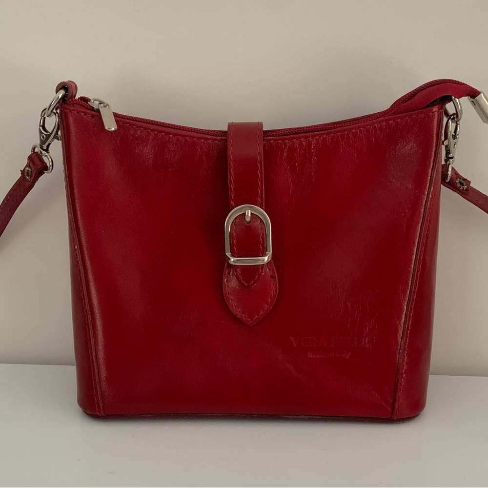 Vera Pella - made in Italy red leather crossbody purse